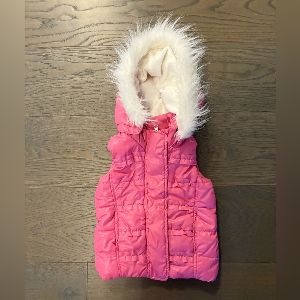 Children’s place pink girls fall vest with hood sz 3T NWT
